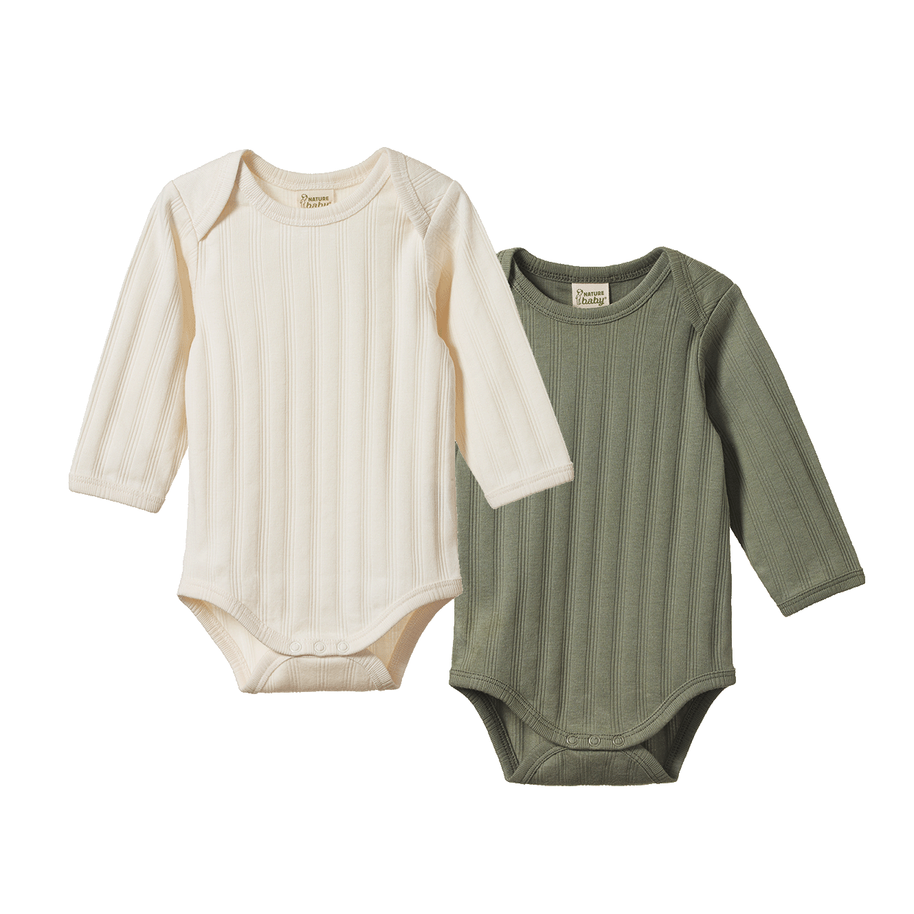 2 PACK DERBY BODYSUIT LONG SLEEVE | Natural/Nettle-Web-front