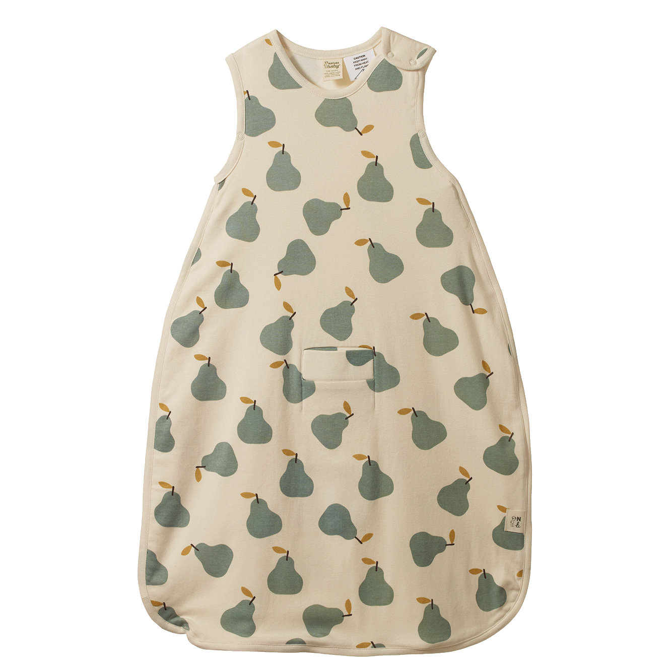 ORGANIC COTTON & MERINO SLEEPING BAG | Pear Print-Web-front