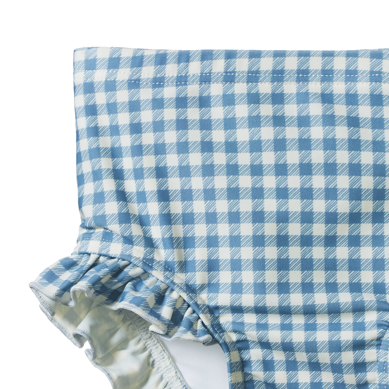 RUFFLE SWIM SHORTS | Blue Gingham-Web-hover