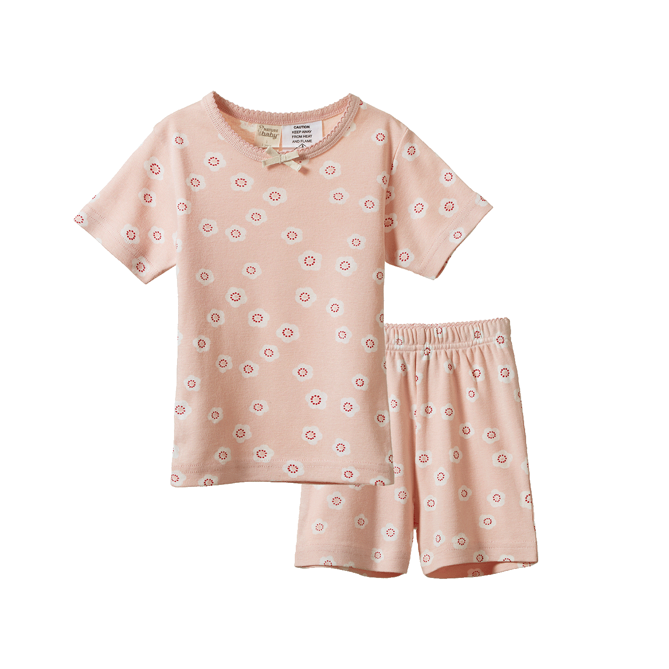 SHORTIE PYJAMA SET | Flora Stamp Rose Dust Print-Web-front