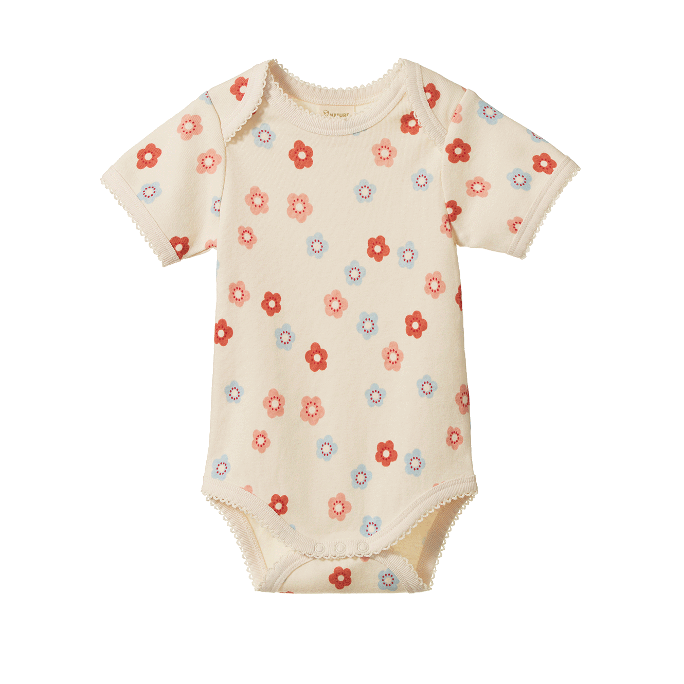 SHORT SLEEVE BODYSUIT | Petite Flora Stamp Print-Web-front