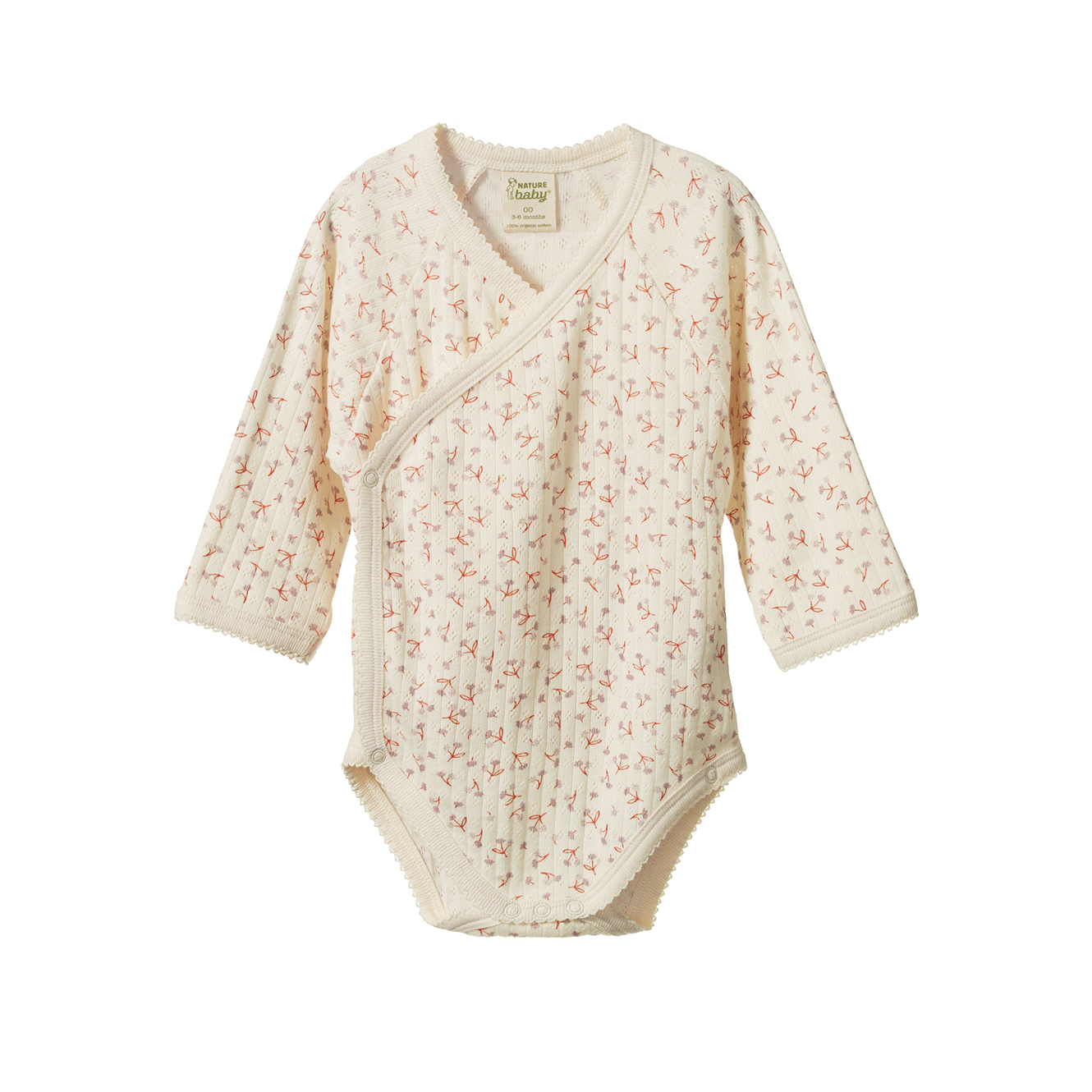 L/S KIMONO BODYSUIT POINTELLE | Dandelion Print-Web-front