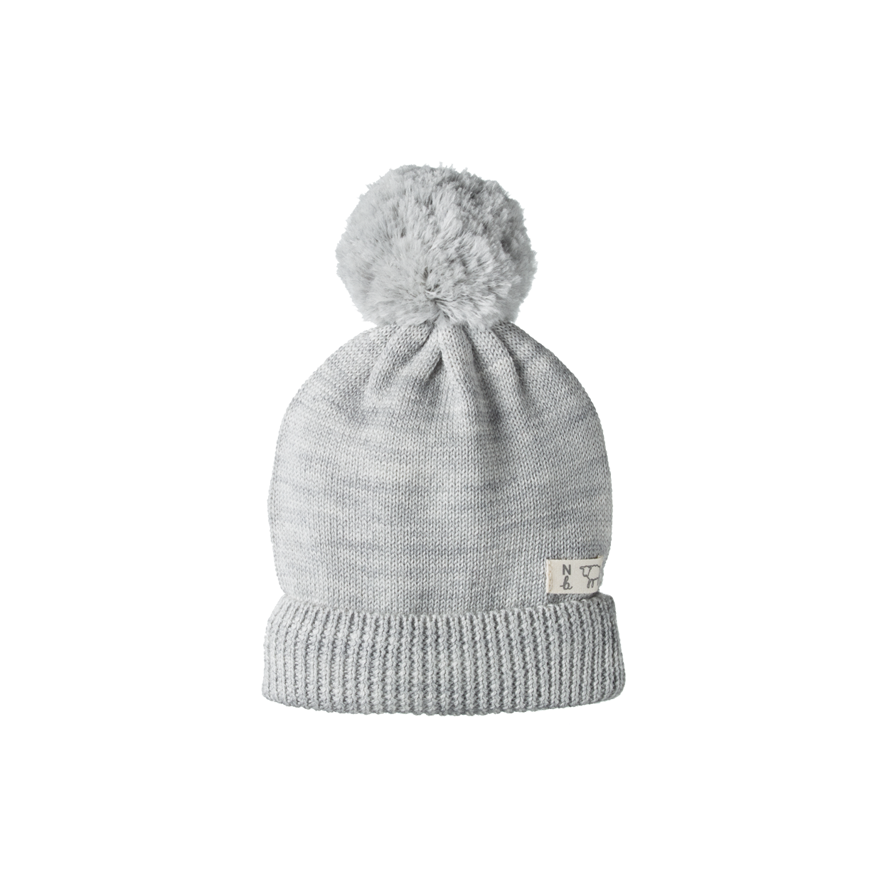 ALPINE POM POM BEANIE | Light Grey Marl-Web-front