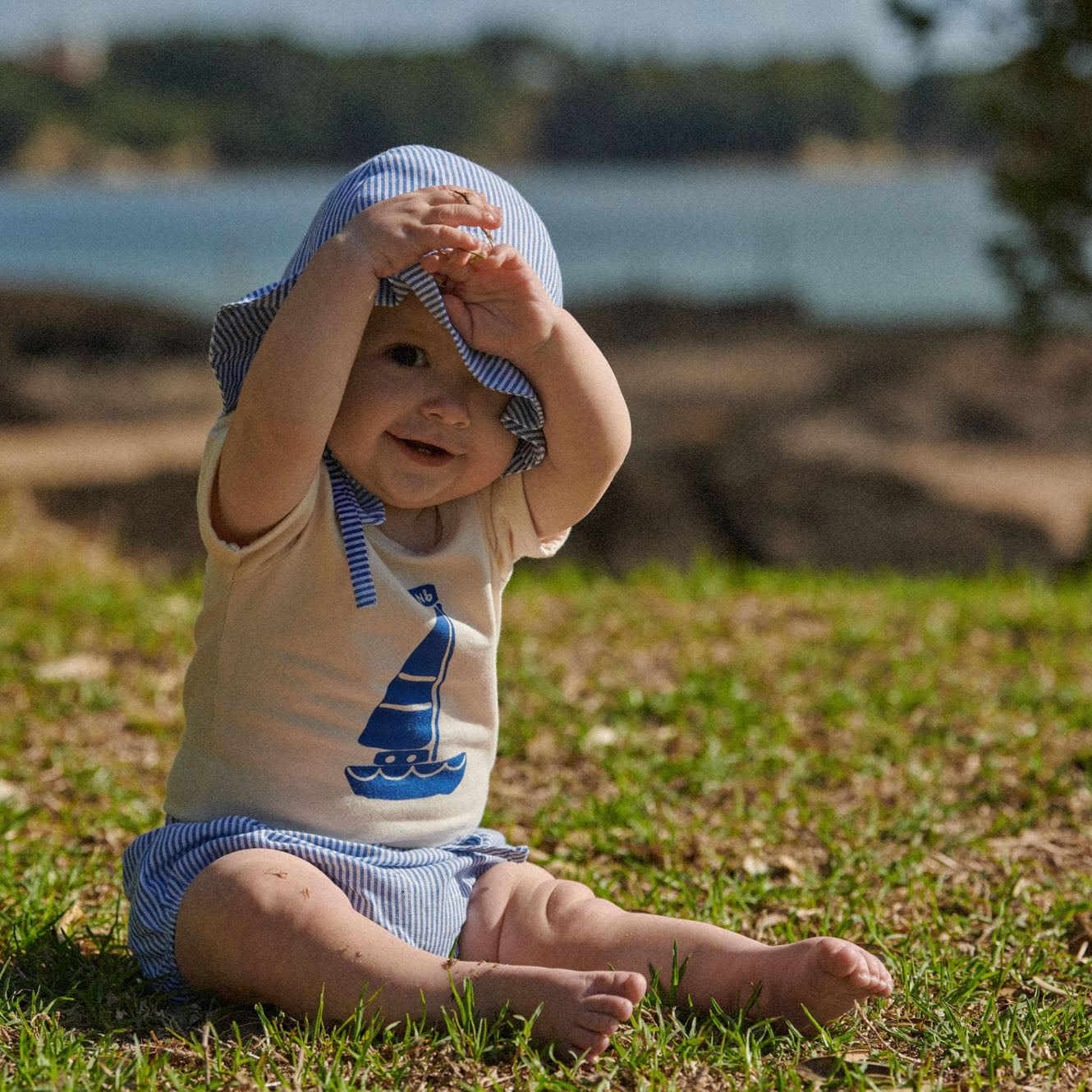 ARIE SHORTS LINEN | Blue Stripe-Web-hover