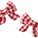BOW HAIR CLIPS 2 PACK | Red Check-Extra Img - 1
