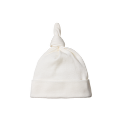 COTTON KNOTTED BEANIE | Natural-Web-front