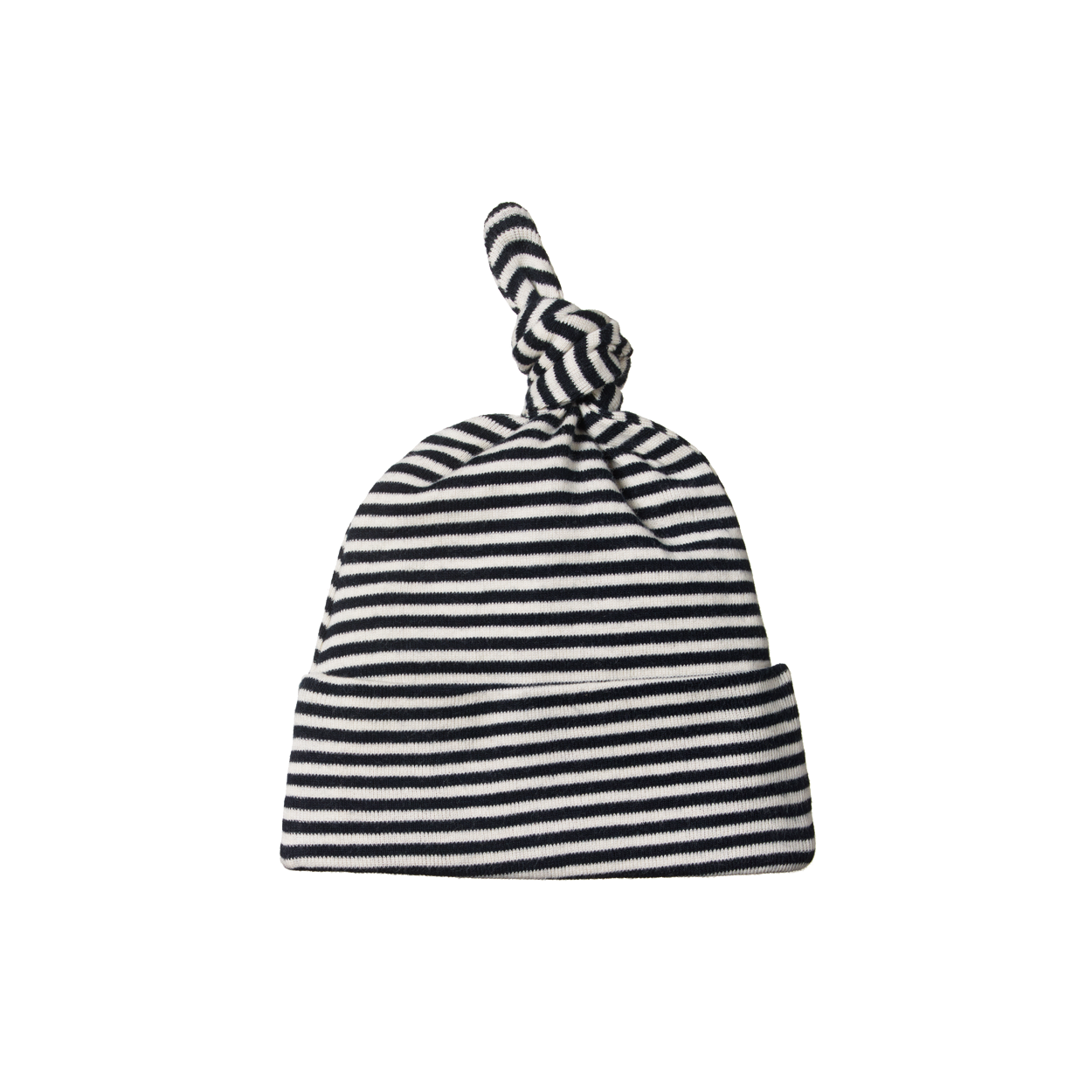 COTTON KNOTTED BEANIE | Navy Stripe-Web-front