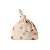 COTTON KNOTTED BEANIE | Petite Flora Stamp Print-Web-front