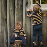 MERINO KNIT CARDIGAN | Navy/Caramel Stripe-Web-hover