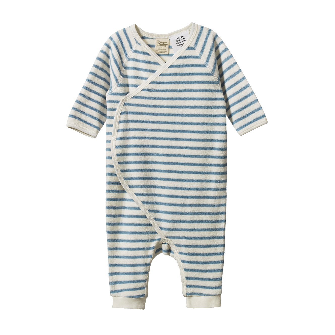 KIMONO STRETCH & GROW TERRY | Powder Blue Sailor Stripe-Web-front