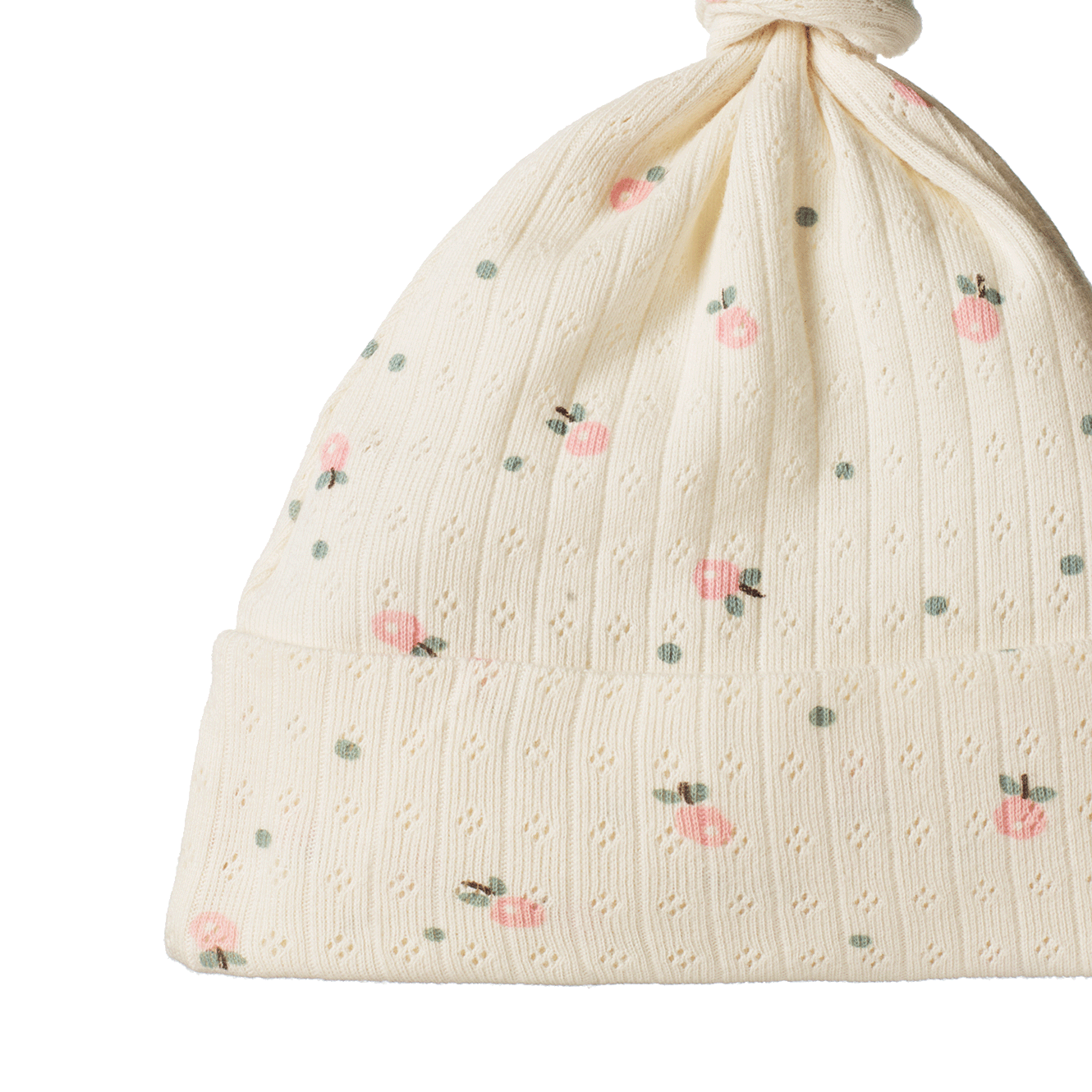 KNOTTED BEANIE POINTELLE | Posey Blossom Print-Web-hover