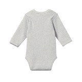 LONG SLEEVE BODYSUIT | Grey Marl Stripe-Extra Img - 1