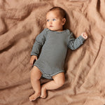 LONG SLEEVE BODYSUIT | Navy Stripe-Extra Img - 2
