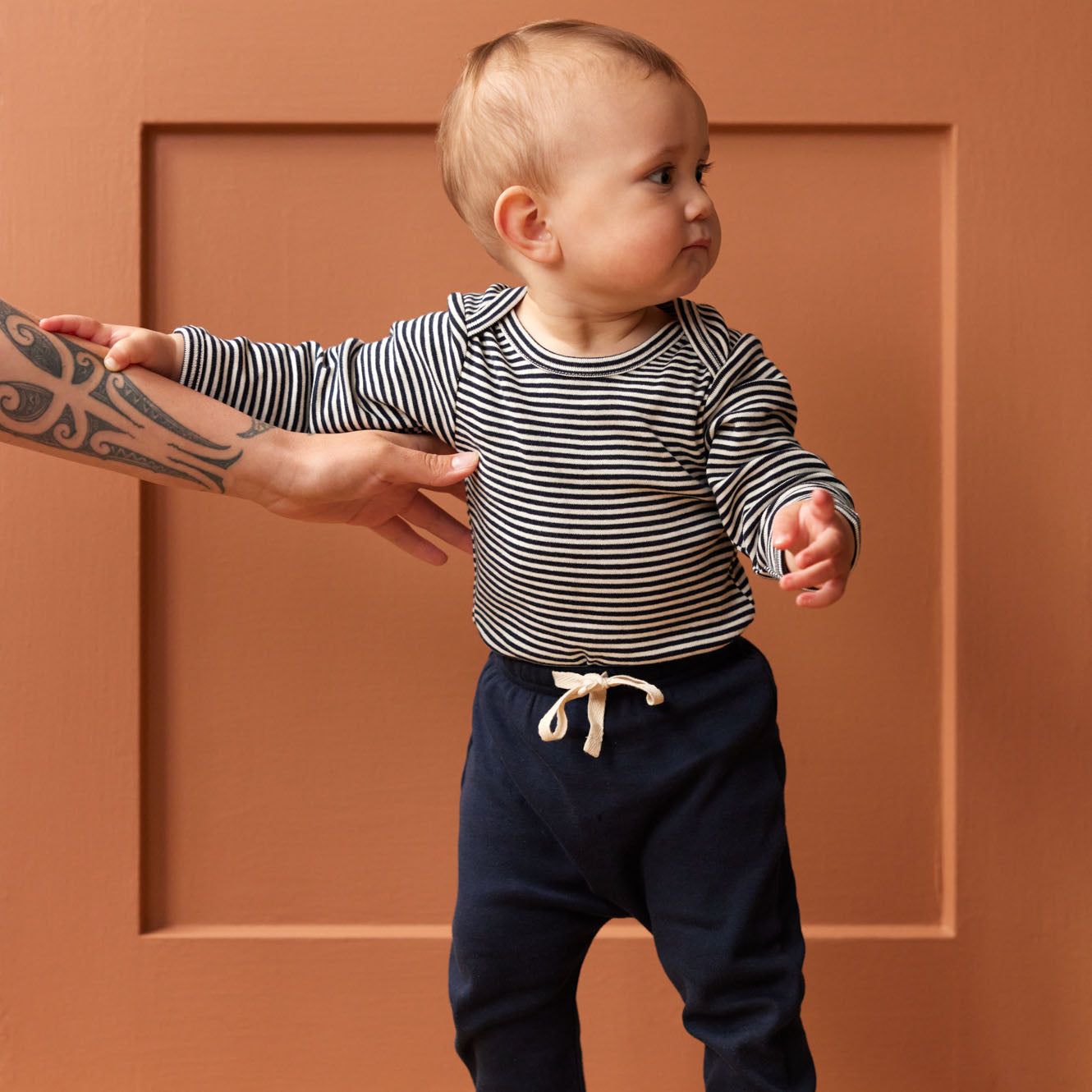 LONG SLEEVE BODYSUIT | Navy Stripe-Web-hover