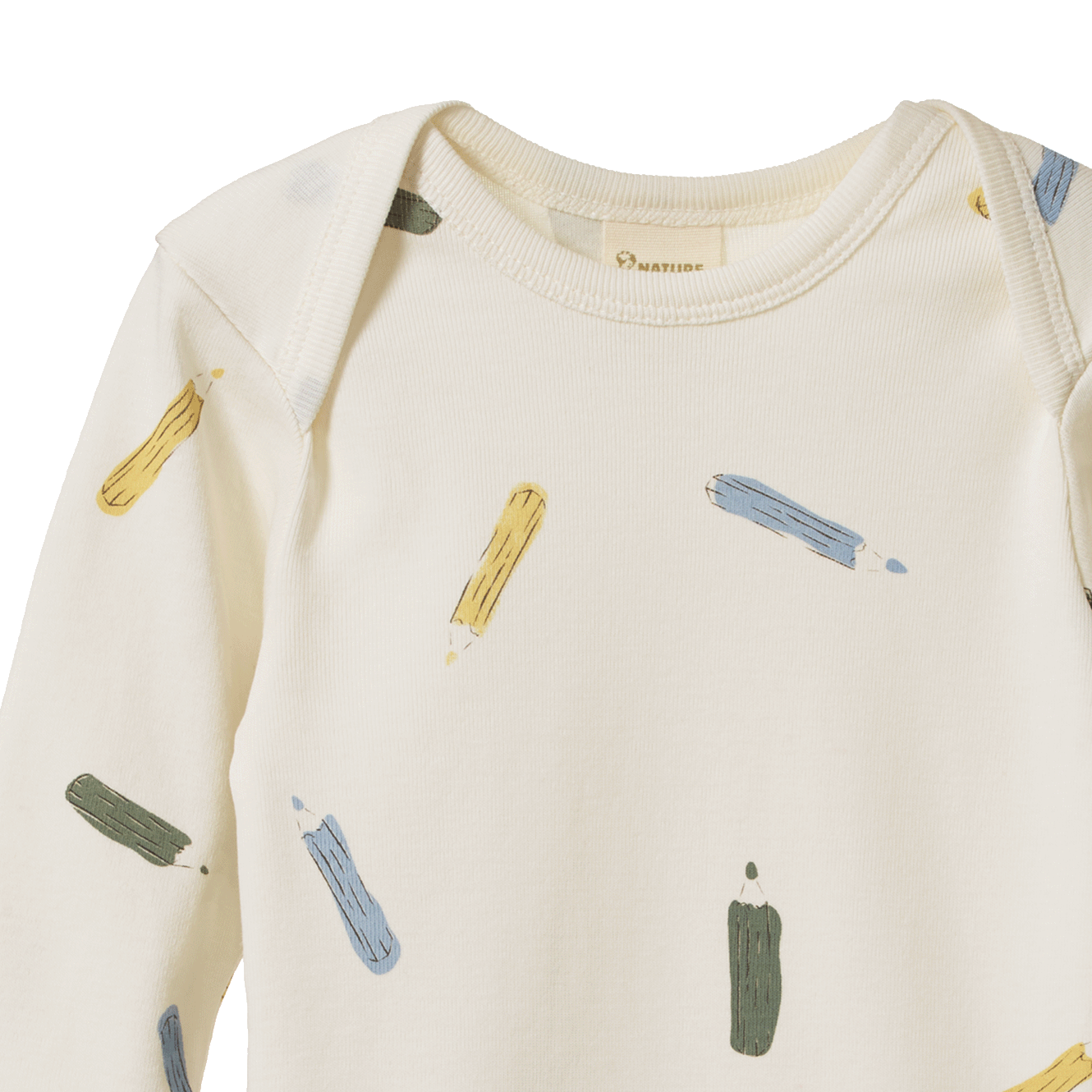 LONG SLEEVE BODYSUIT | Pencil Print Natural-Extra Img - 2