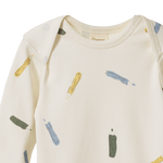 LONG SLEEVE BODYSUIT | Pencil Print Natural-Extra Img - 2