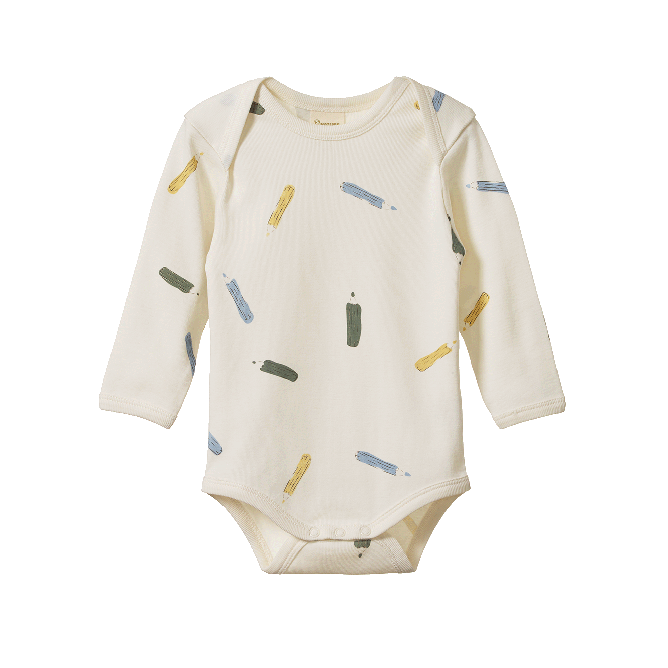 LONG SLEEVE BODYSUIT | Pencil Print Natural-Web-front