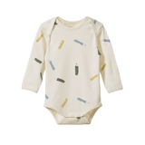 LONG SLEEVE BODYSUIT | Pencil Print Natural-Web-front