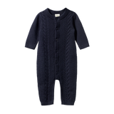 LOU SUIT COTTON KNIT | Navy Cable Knit-Web-front