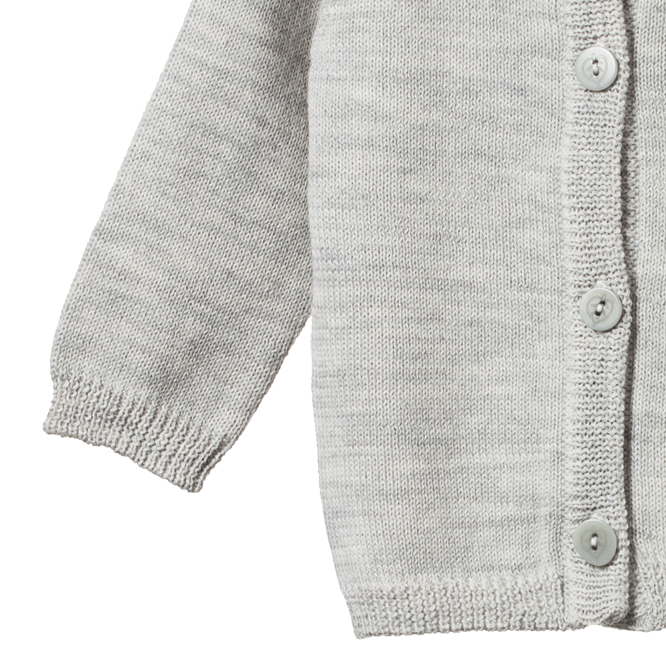 MERINO KNIT CARDIGAN | Light Grey Marl-Extra Img - 1