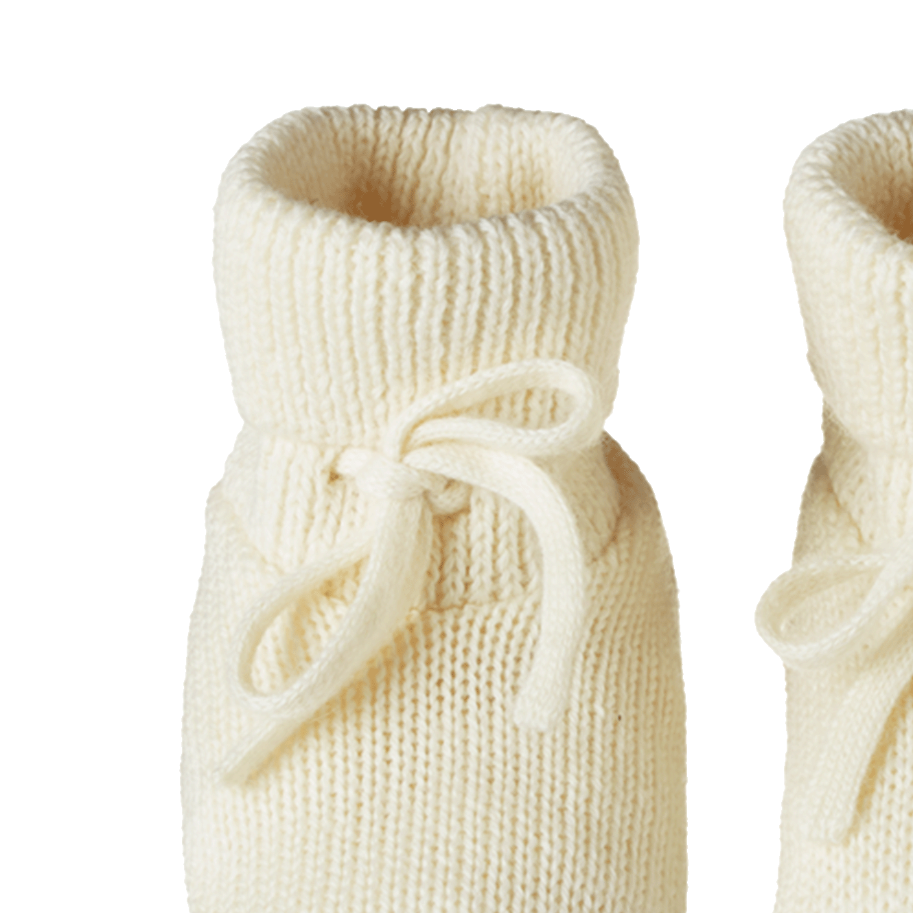 MERINO KNIT DRAWSTRING BOOTIES | Natural-Extra Img - 1