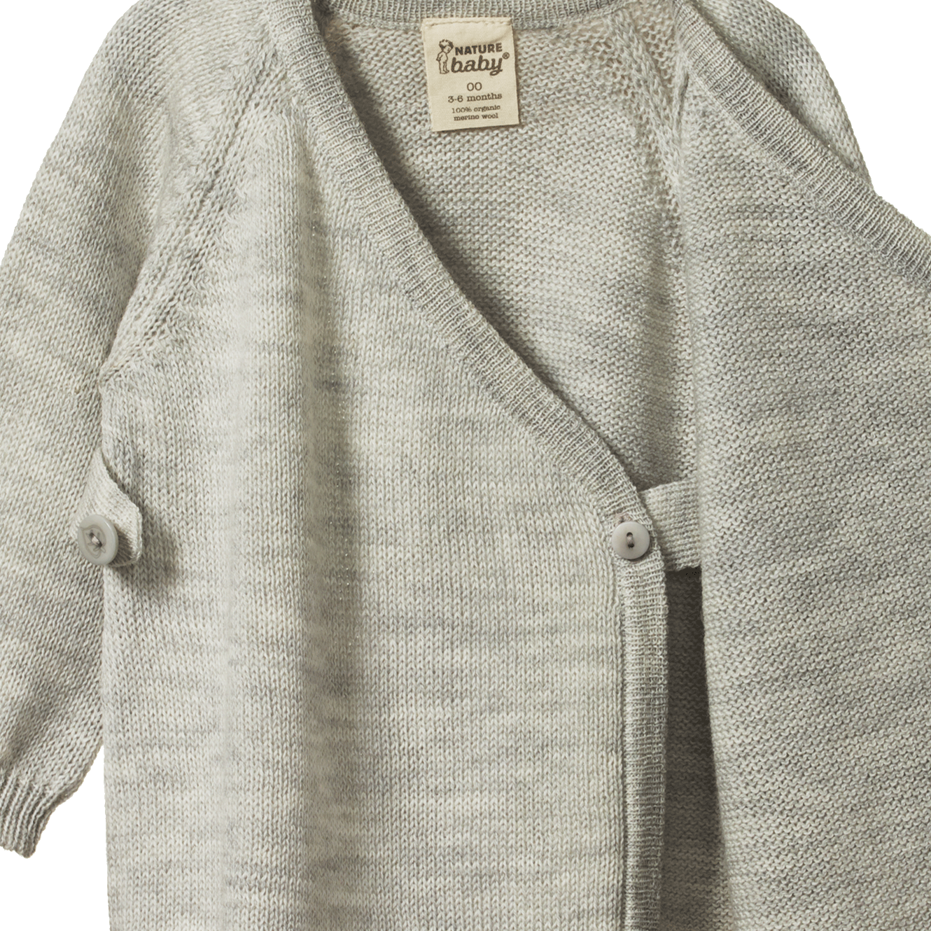 MERINO KNIT KIMONO JACKET | Light Grey Marl-Extra Img - 1