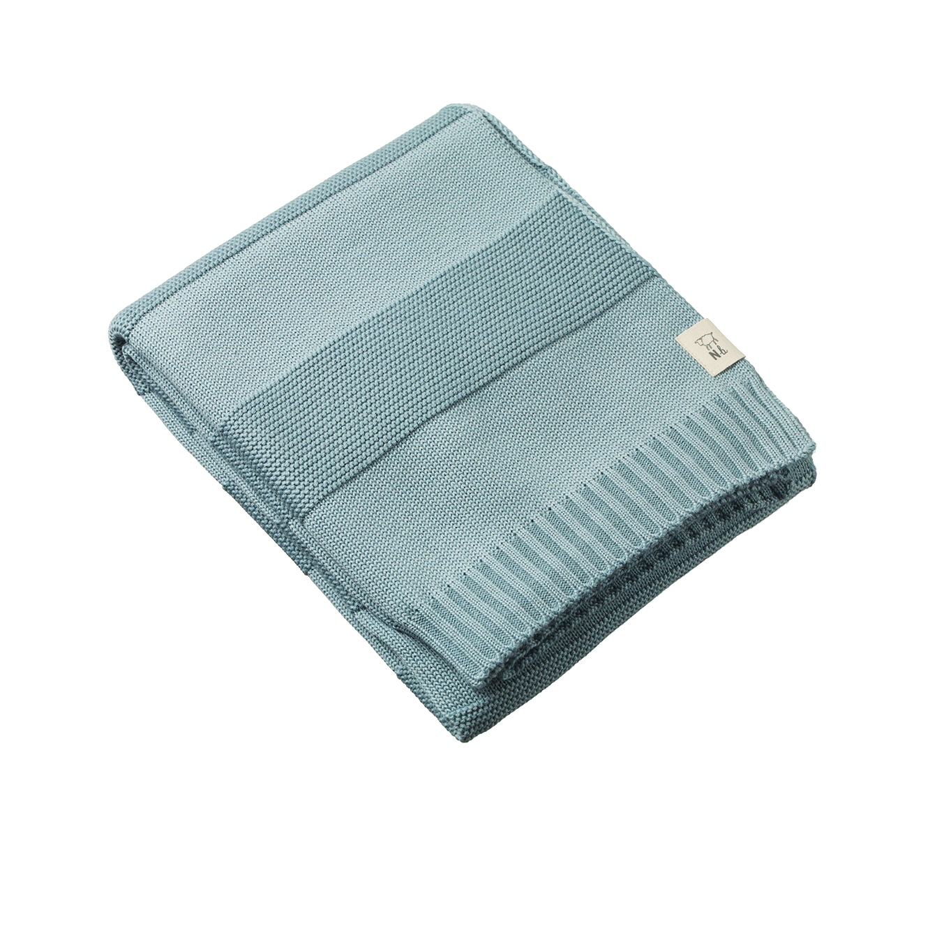 MERINO KNIT PEARL BLANKET | Powder Blue-Web-front