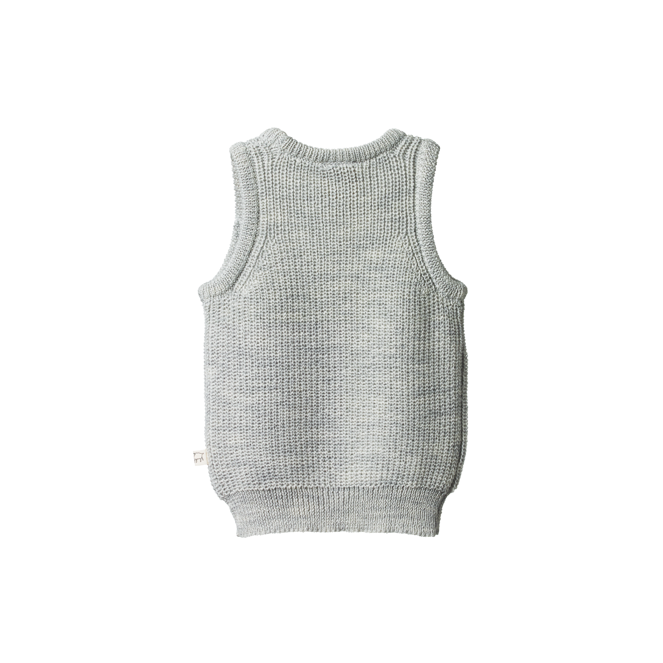 MERINO KNIT VEST | Light Grey Marl Chunky Knit-Extra Img - 2