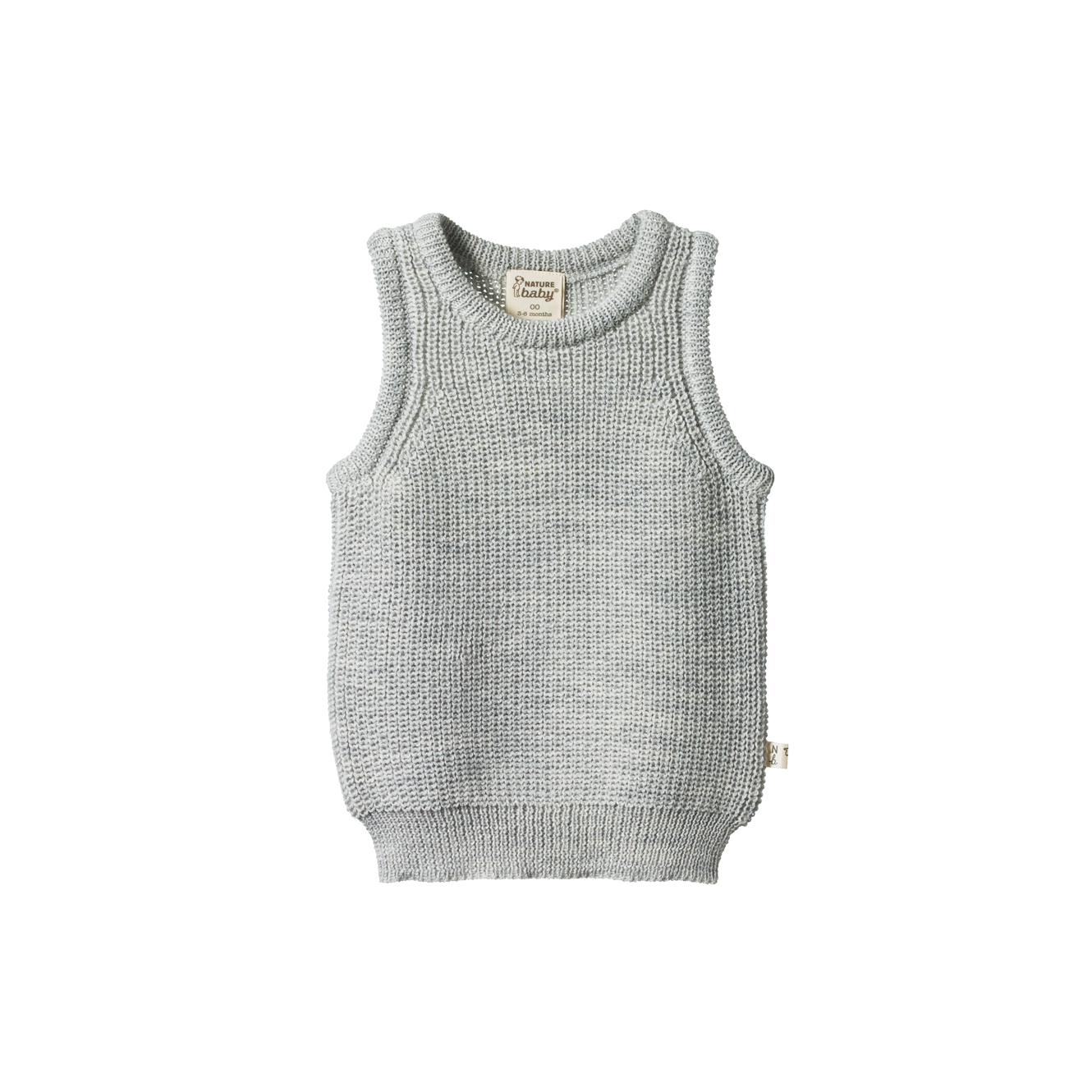 MERINO KNIT VEST | Light Grey Marl Chunky Knit-Web-front