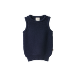 MERINO KNIT VEST | Navy Chunky Knit-Web-front