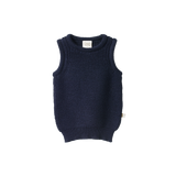 MERINO KNIT VEST | Navy Chunky Knit-Web-front