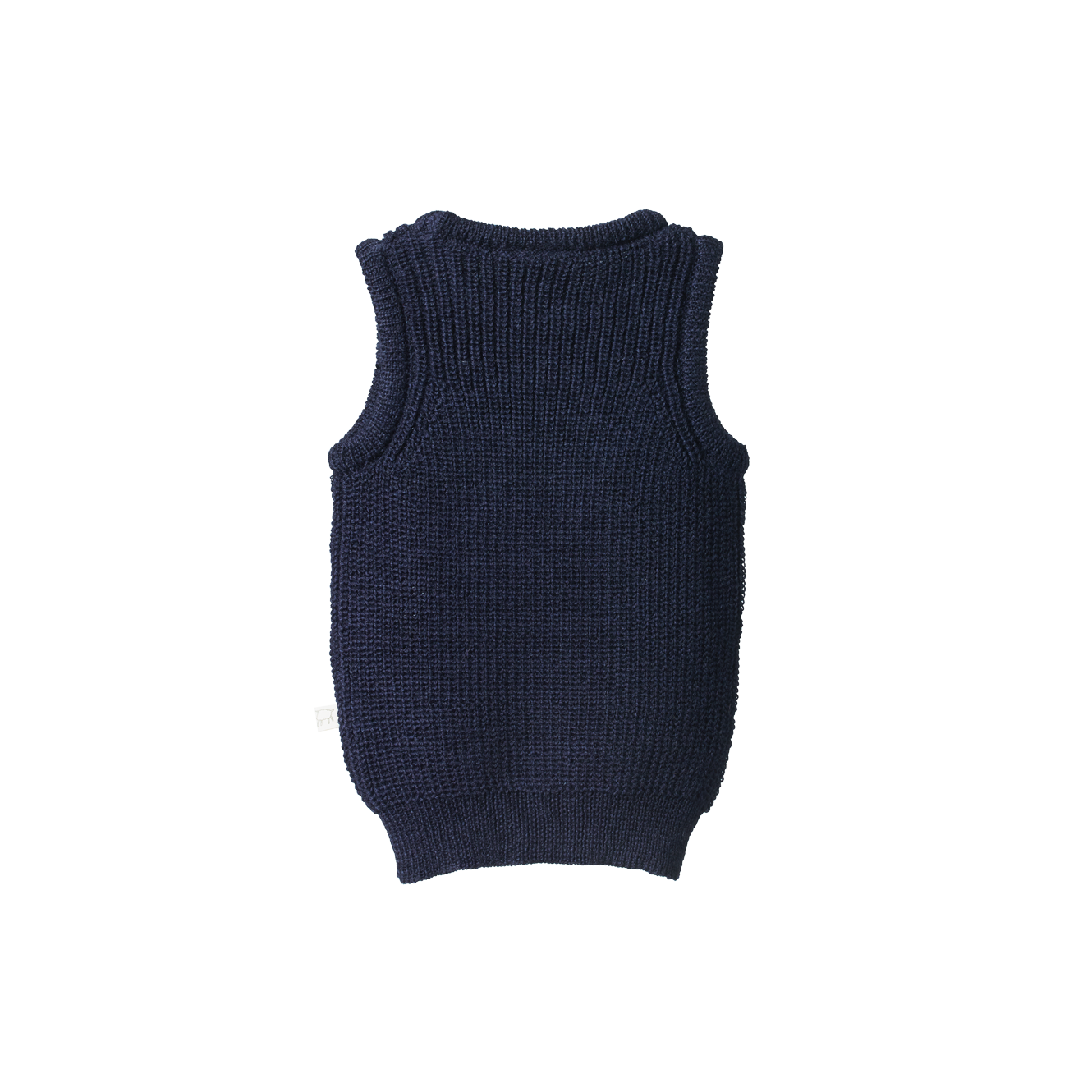 MERINO KNIT VEST | Navy Chunky Knit-Web-hover