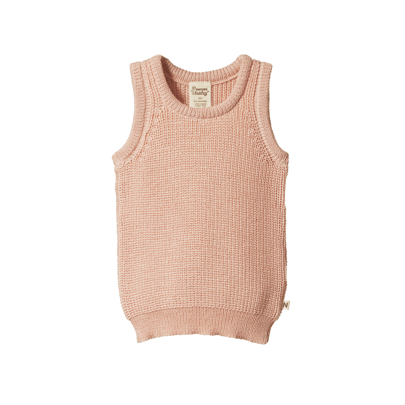 MERINO KNIT VEST | Rose Dust Chunky Knit-Web-front