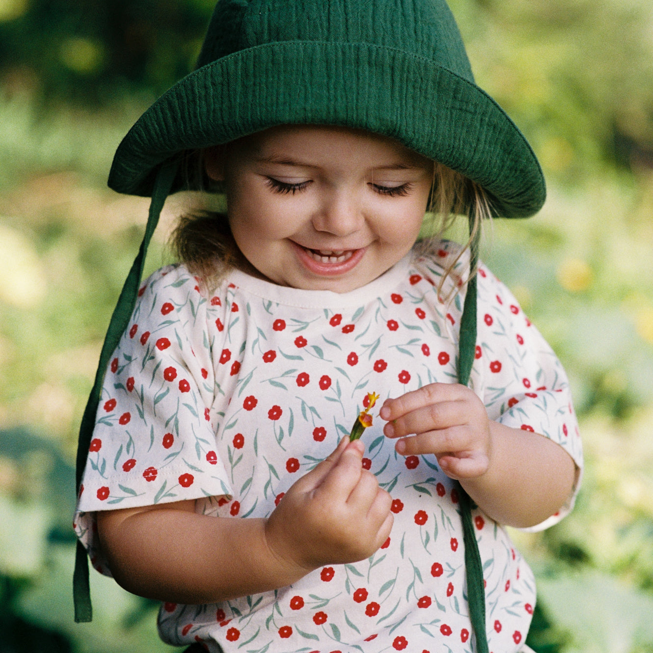 MUSLIN SUNHAT | Fir Green-Web-hover