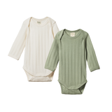 L/S BODYSUIT DERBY 2 PACK | Natural/Nettle-Web-front