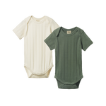 S/S BODYSUIT DERBY 2 PACK | Natural/Nettle-Web-front