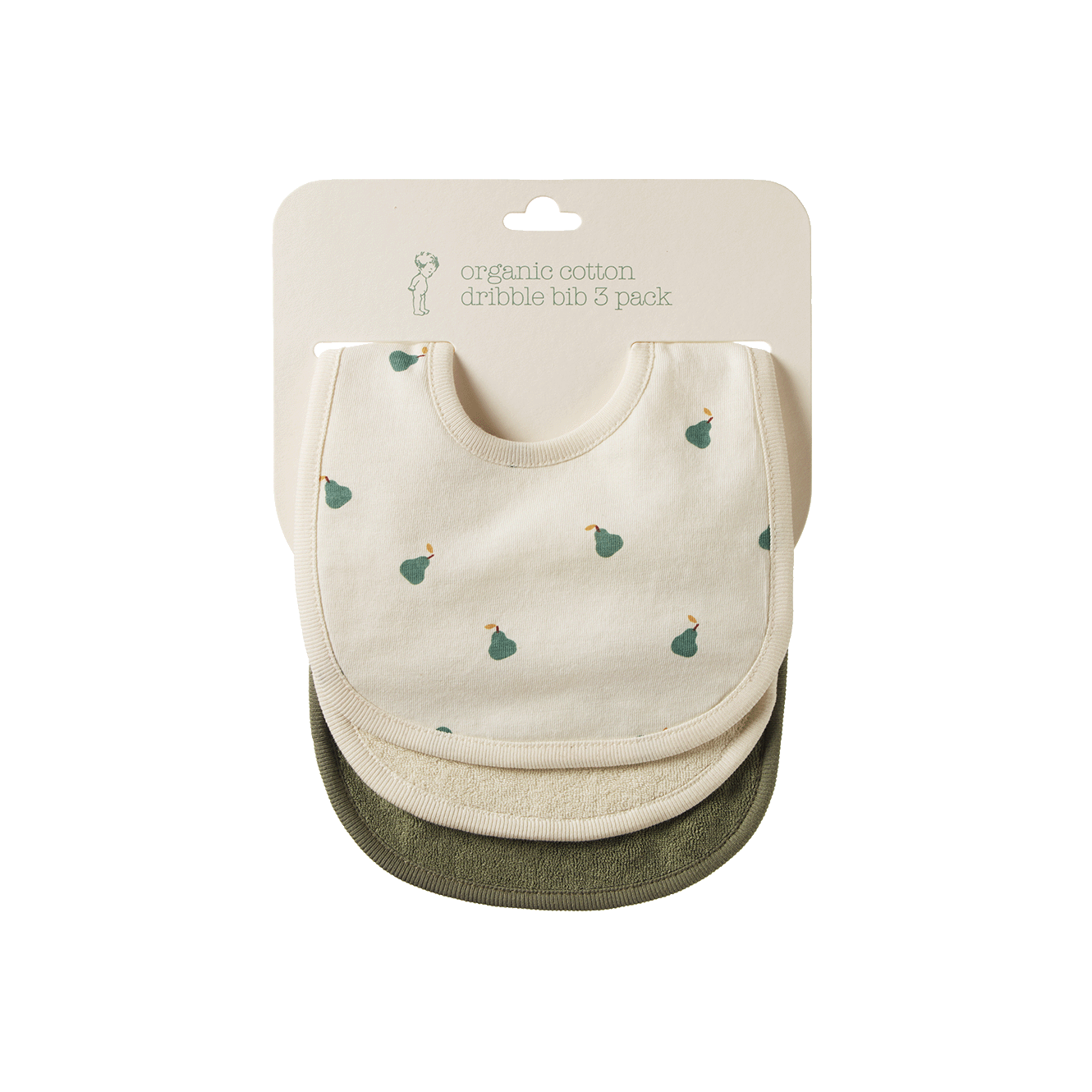DRIBBLE BIBS 3 PACK | Pears/Natural/Nettle-Web-front