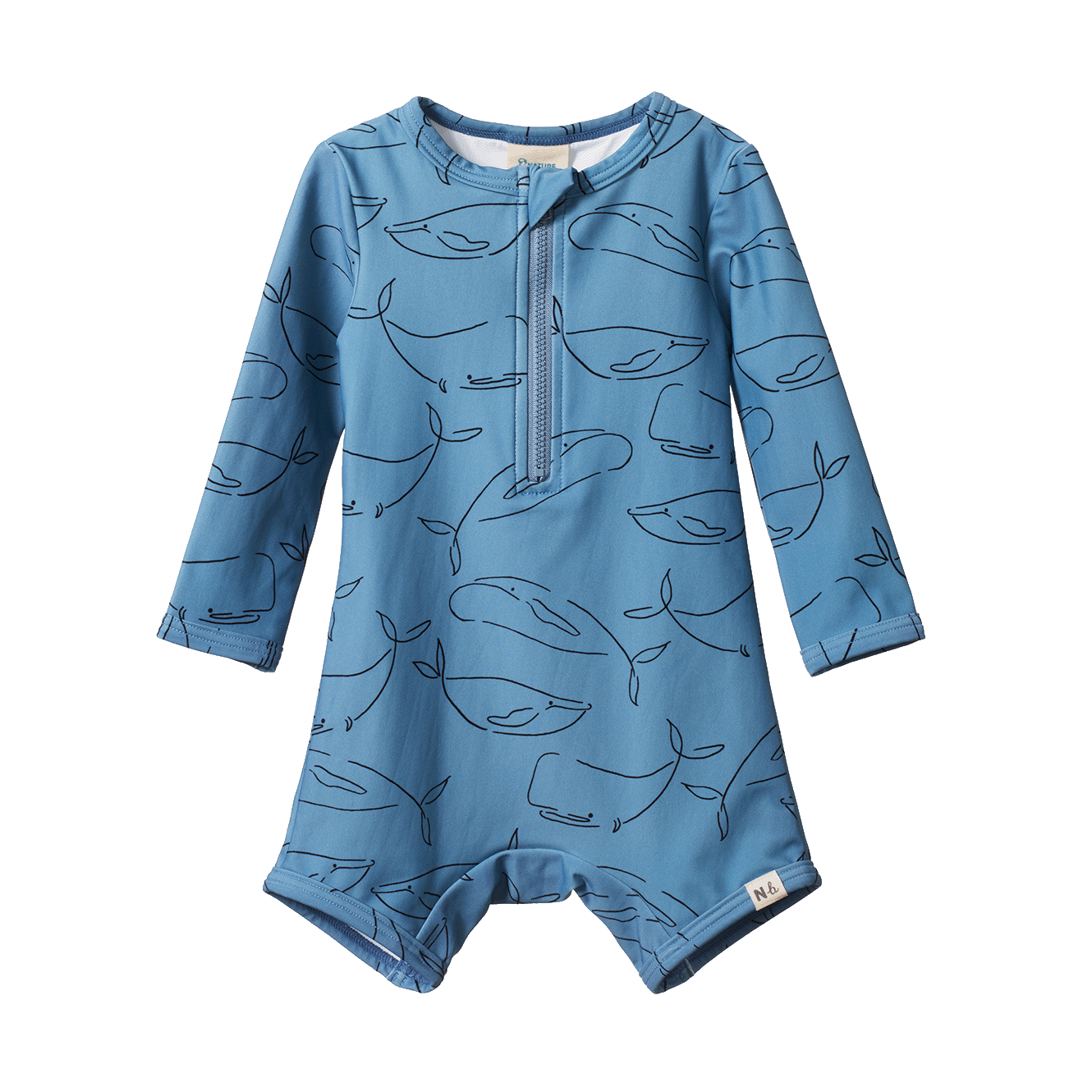 ONE PIECE BATHING TRUNKS | Blue Whale Print-Web-front