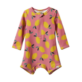 ONE PIECE BATHING TRUNKS | Lemmony Rose Print-Web-front