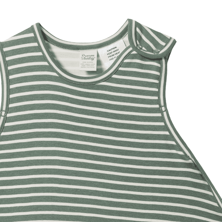 ORGANIC COTTON & MERINO SLEEPING BAG | Nettle Twin Stripe-Extra Img - 2