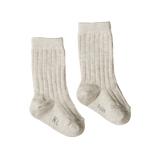 ORGANIC COTTON RIB SOCKS | Light Grey Marl-Web-front