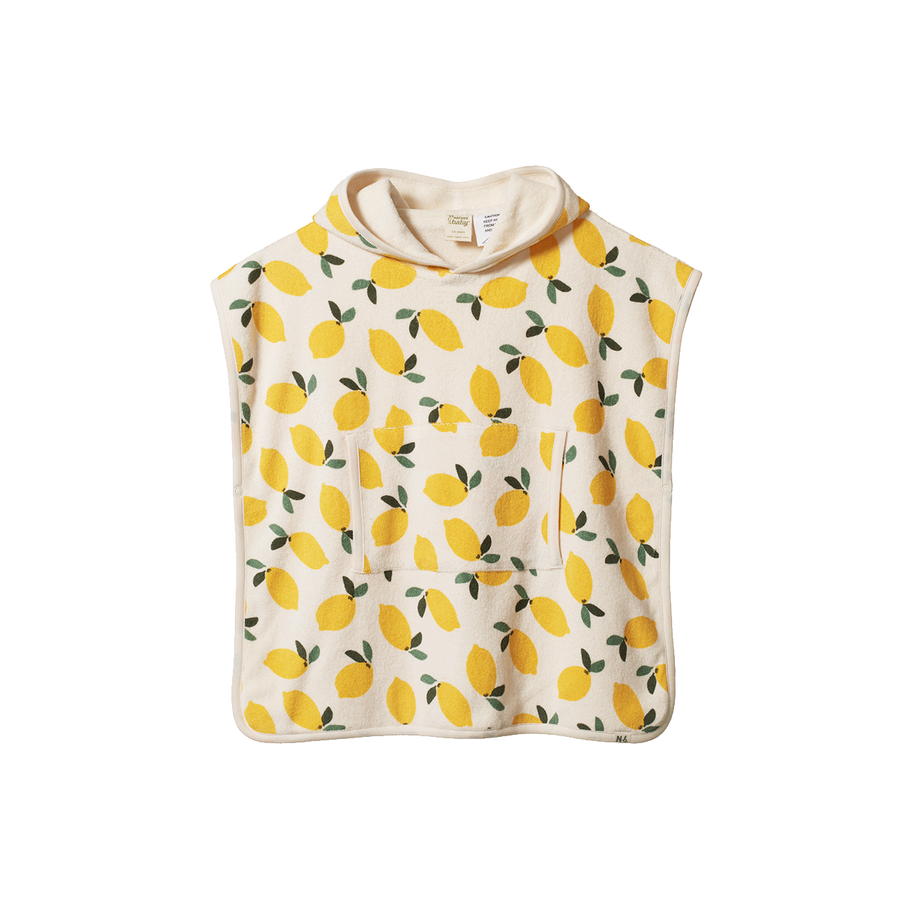 ORG COTTON PONCHO TOWEL | Lemon Print Terry-Web-front