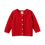 PIPER CARDIGAN | Raspberry Red Pointelle-Web-front