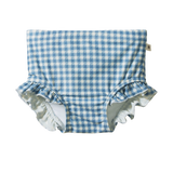 RUFFLE SWIM SHORTS | Blue Gingham-Web-front