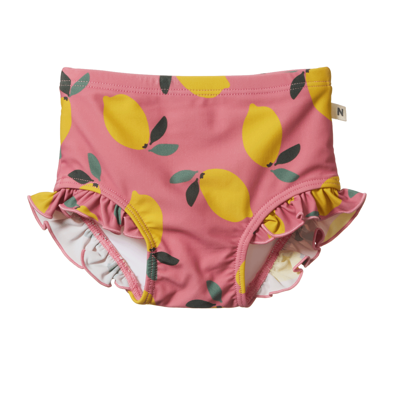 RUFFLE SWIM SHORTS | Lemmony Rose Print-Web-front