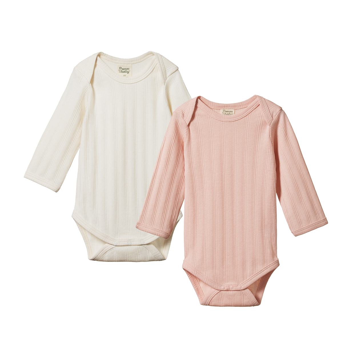 L/S BODYSUIT DERBY 2 PACK | Natural/Rose Bud-Web-front
