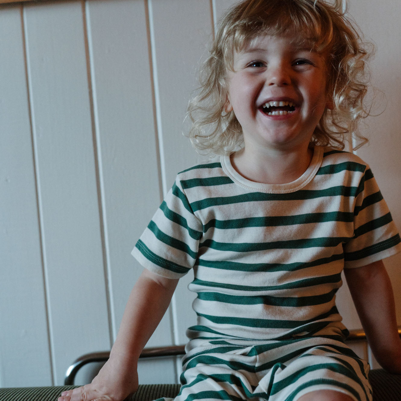 SHORTIE PYJAMA SET | Peppermint Holiday Stripe-Extra Img - 1