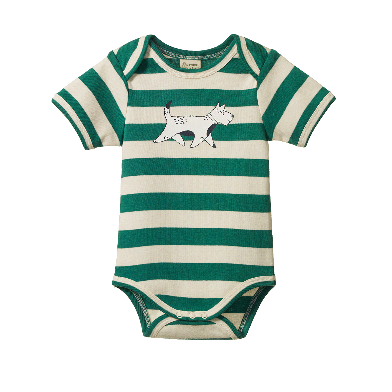 SHORT SLEEVE BODYSUIT | Dog Walk Peppermint Print-Web-front