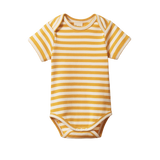 SHORT SLEEVE BODYSUIT | Golden Sea Stripe-Web-front