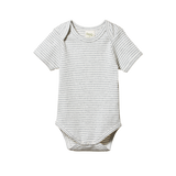 SHORT SLEEVE BODYSUIT | Grey Marl Stripe-Web-front
